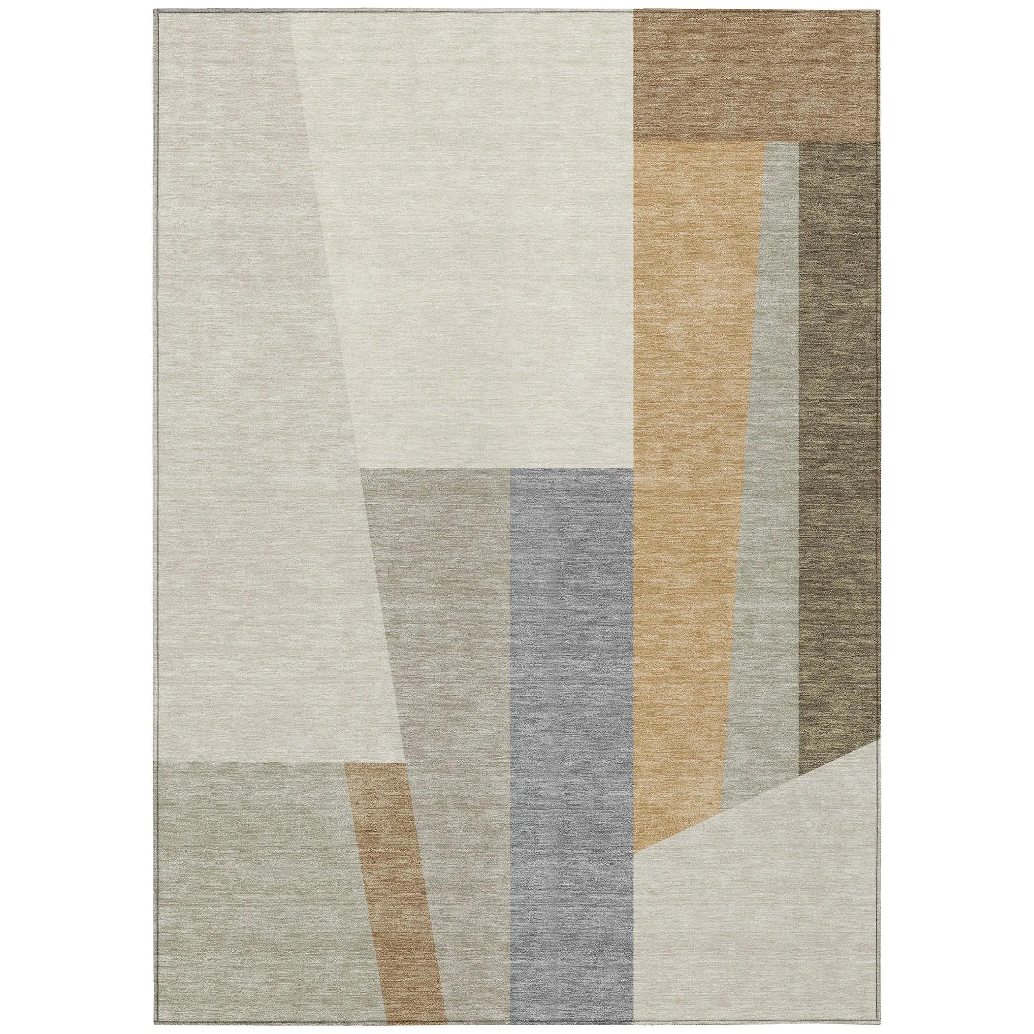 8' X 10' Beige And Ivory Geometric Washable Indoor Outdoor Area Rug Homeroots Outdoor