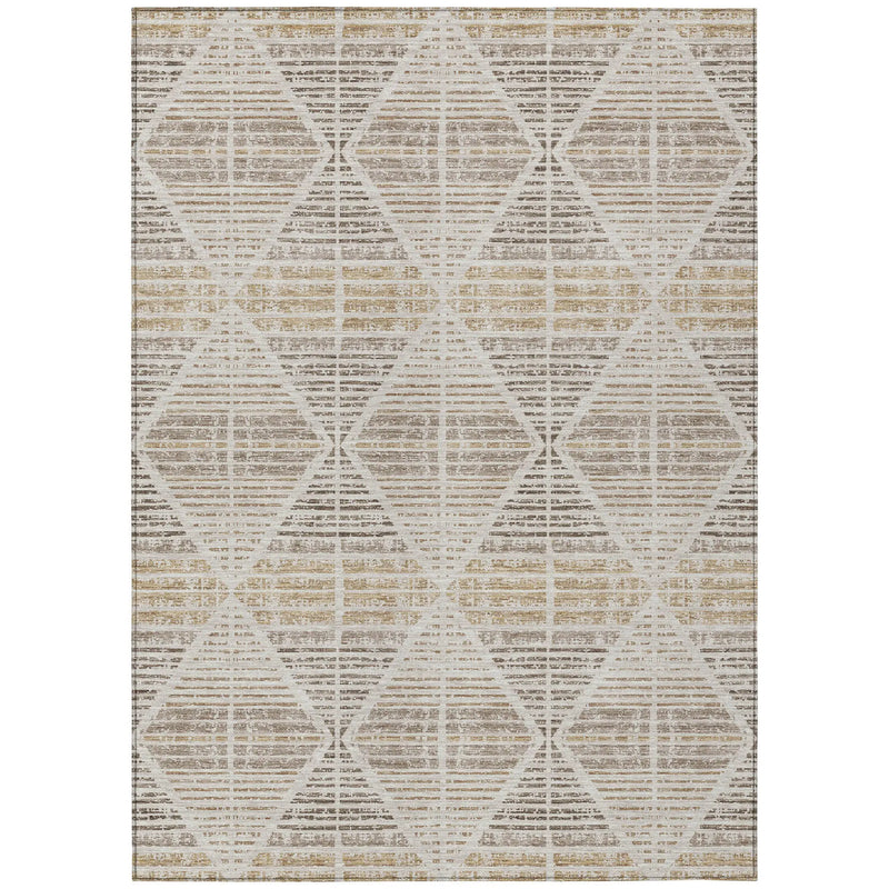 8' X 10' Beige And Ivory Geometric Washable Indoor Outdoor Area Rug Homeroots Outdoor