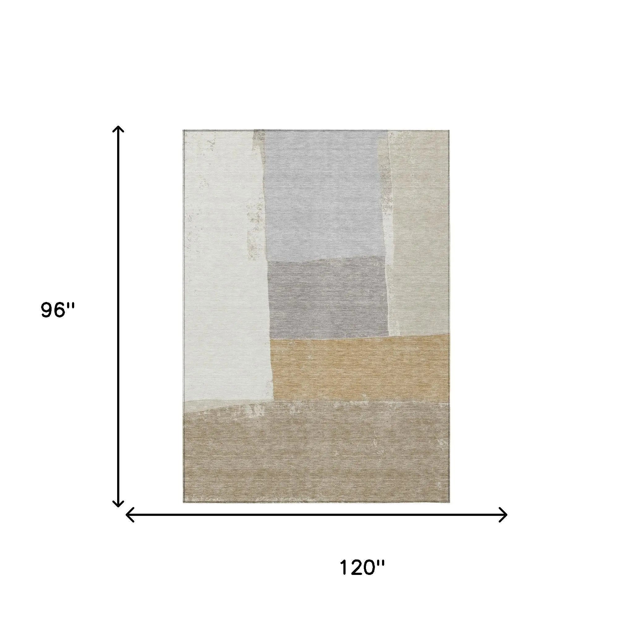 8' X 10' Beige And Ivory Geometric Washable Indoor Outdoor Area Rug Homeroots Outdoor