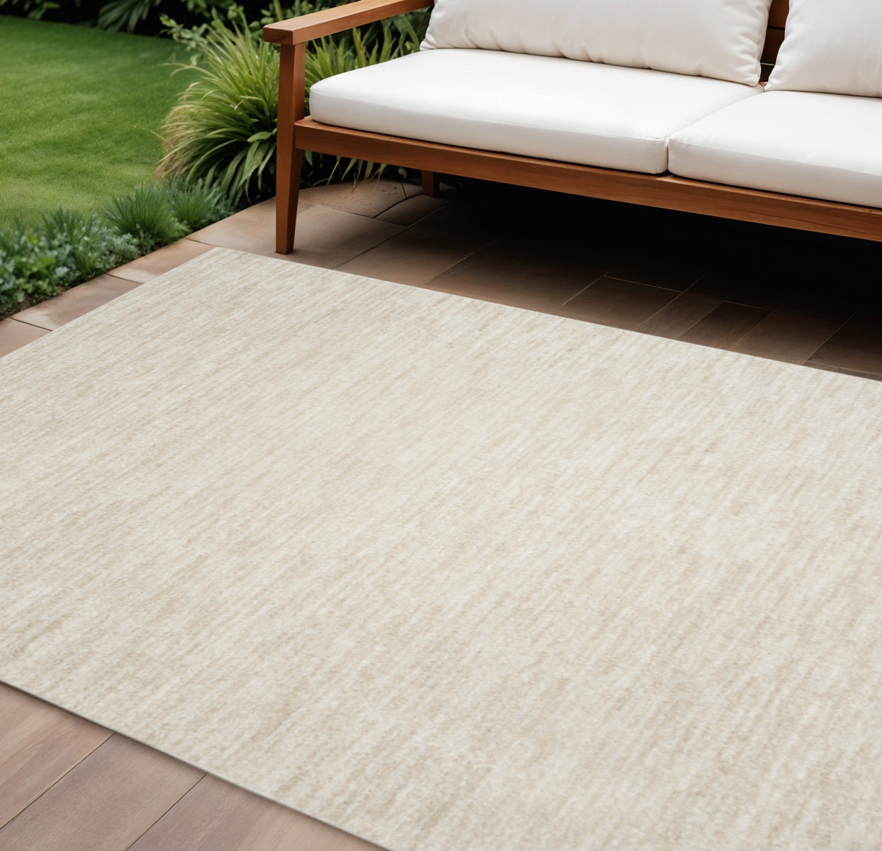 8' X 10' Beige And Ivory Indoor Outdoor Area Rug - GreatEagleInc