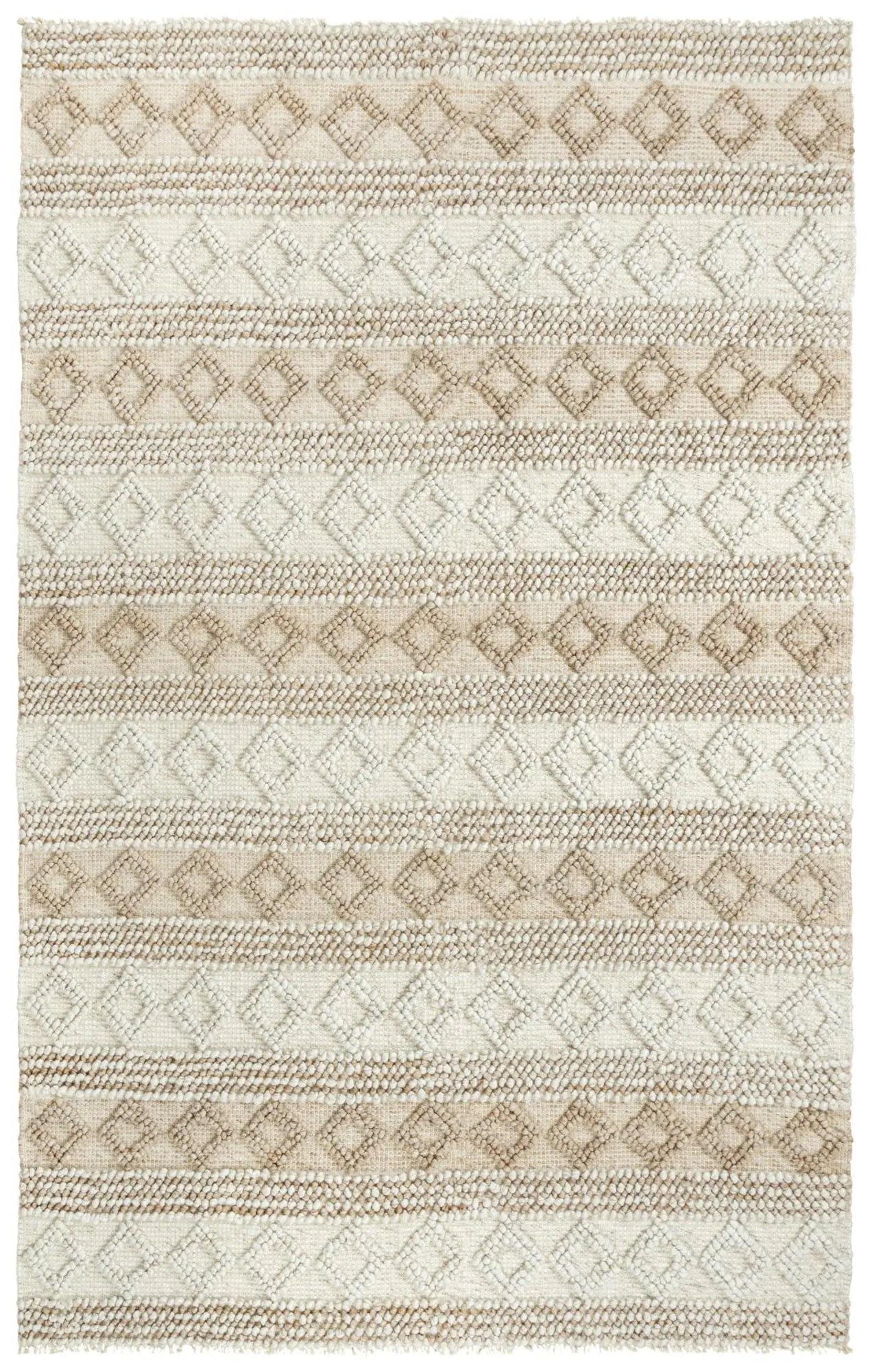 8' X 10' Beige And Natural Wool Geometric Hand Woven Area Rug Homeroots Home Decor