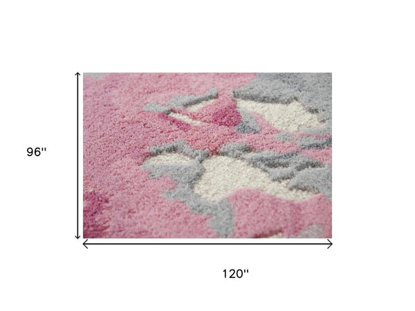 8' X 10' Beige And Pink Wool Floral Hand Tufted Area Rug Homeroots Home Decor