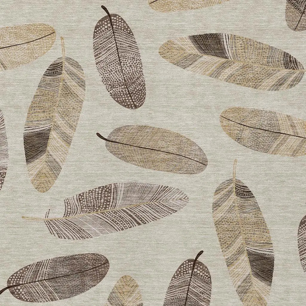 8' X 10' Beige And Sky Blue Botanical Leaves Washable Indoor Outdoor Area Rug Homeroots Outdoor