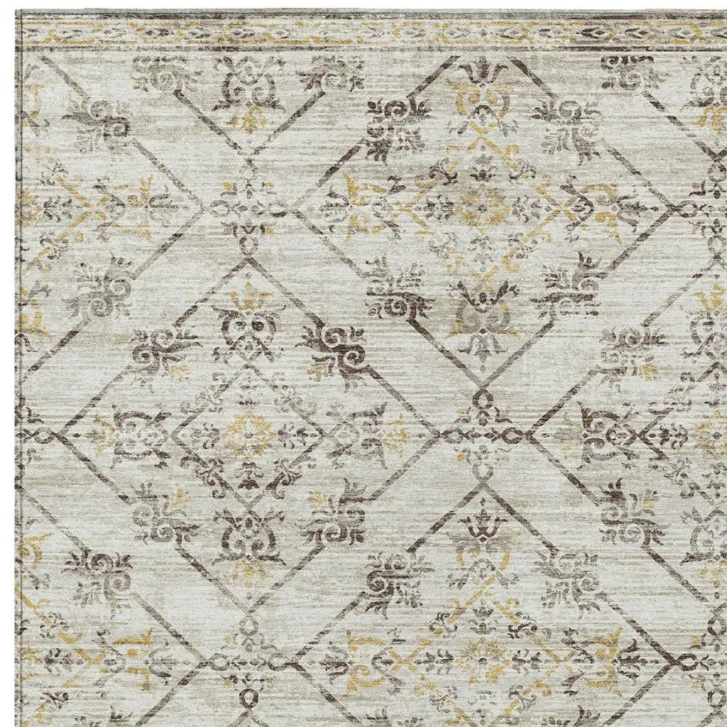 8' X 10' Beige And Sky Blue Geometric Washable Indoor Outdoor Area Rug Homeroots Outdoor