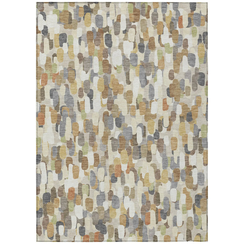 8' X 10' Beige And Taupe Abstract Washable Indoor Outdoor Area Rug Homeroots Outdoor