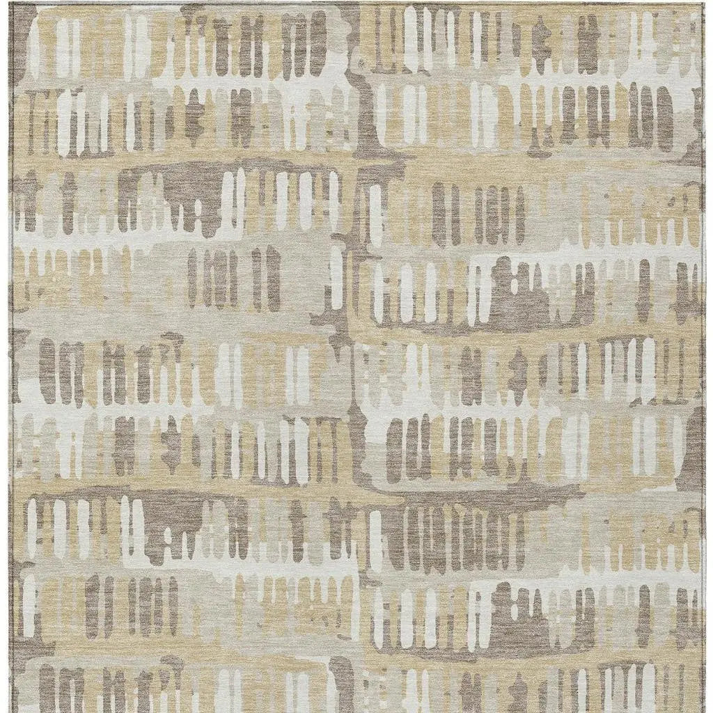 8' X 10' Beige And Taupe Abstract Washable Indoor Outdoor Area Rug Homeroots Outdoor