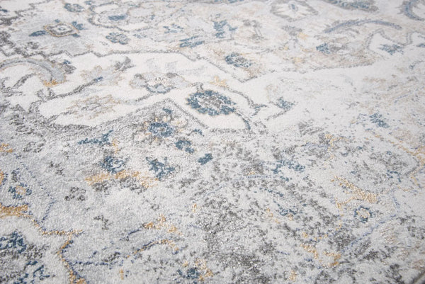 8' X 10' Beige Blue Gray And Rust Medallion Area Rug Homeroots Home Decor