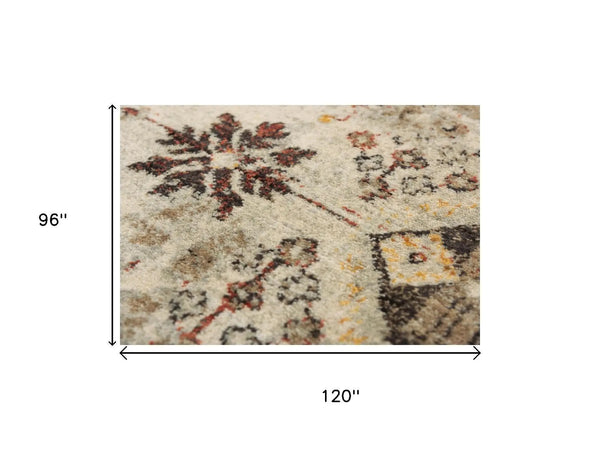 8' X 10' Beige Brown Apricot And Ivory New Zealand Lambs Wool Oriental Hand Carved Handmade Area Rug Homeroots Home Decor