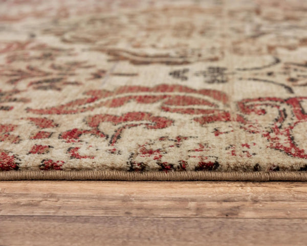 8' X 10' Beige Brown Rust And Red New Zealand Lambs Wool Damask Hand Carved Handmade Area Rug Homeroots Home Decor