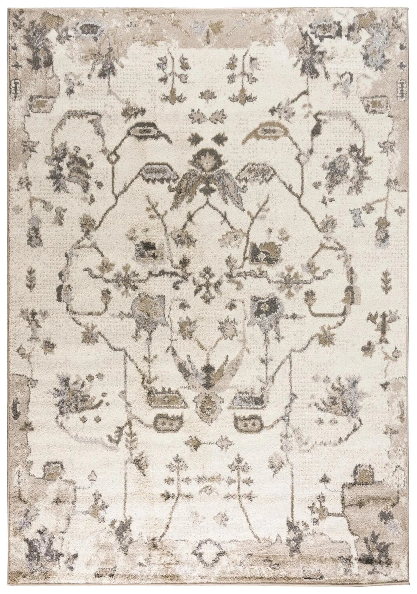 8' X 10' Beige Dark Brown Mauve And Ivory Floral Area Rug Homeroots Home Decor