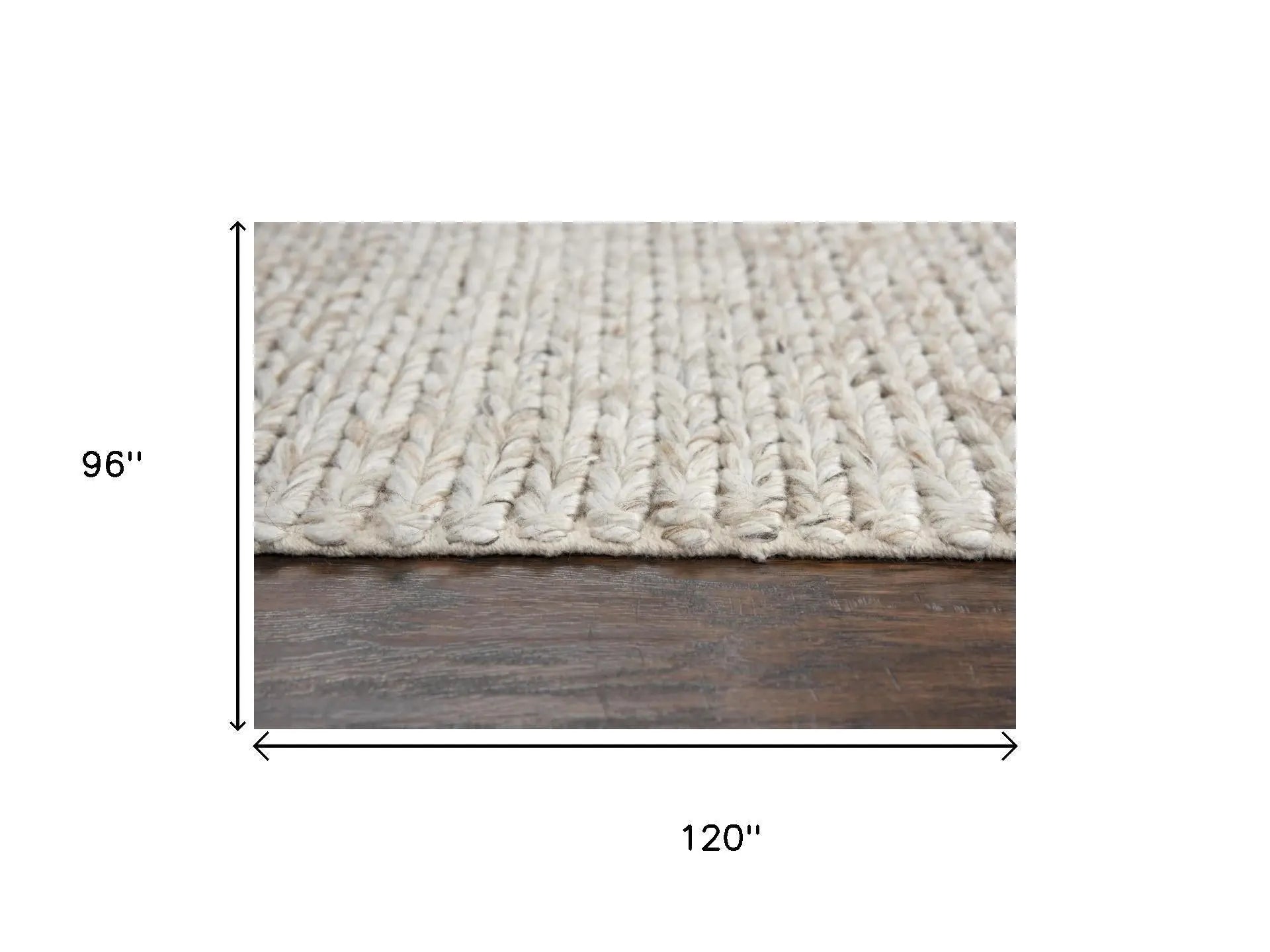 8' X 10' Beige Gray And Ivory Wool Hand Woven Area Rug Homeroots Home Decor