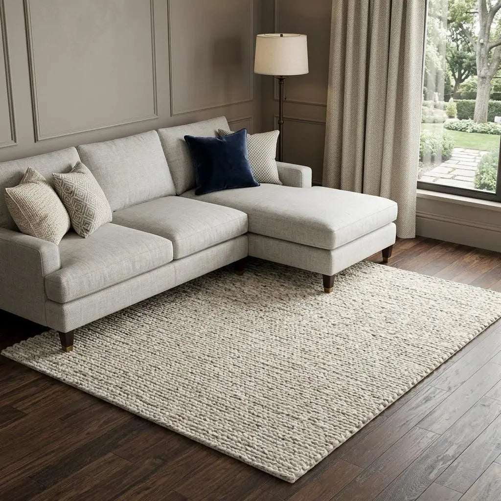 8' X 10' Beige Gray And Ivory Wool Hand Woven Area Rug Homeroots Home Decor