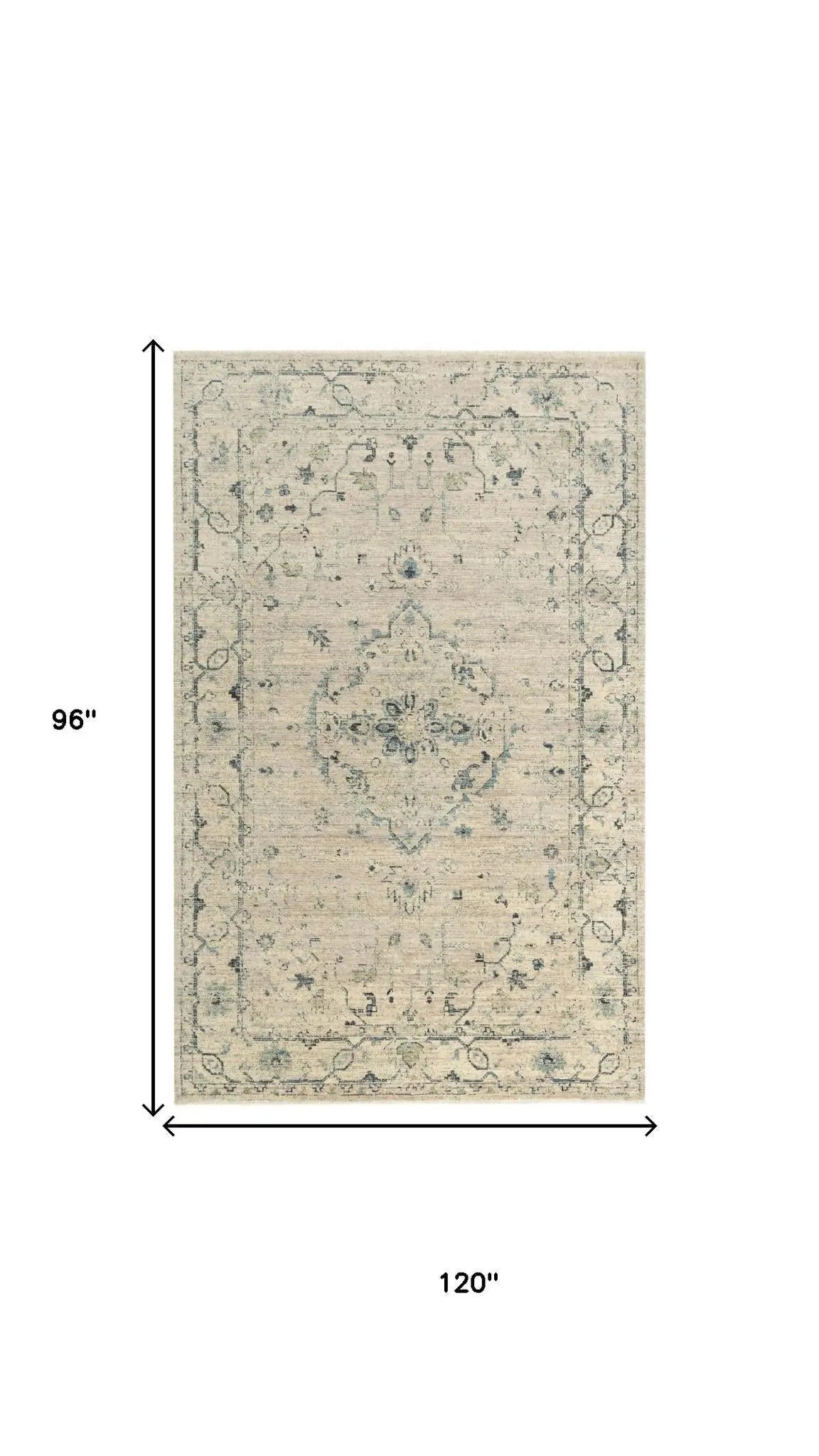 8' X 10' Beige Green Ivory And Blue Wool Medallion Hand Carved Handmade Area Rug Homeroots Home Decor