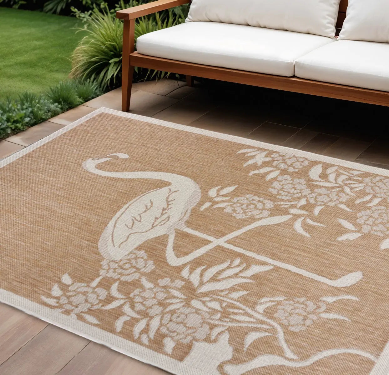 8' X 10' Beige Indoor Outdoor Area Rug Homeroots Outdoor