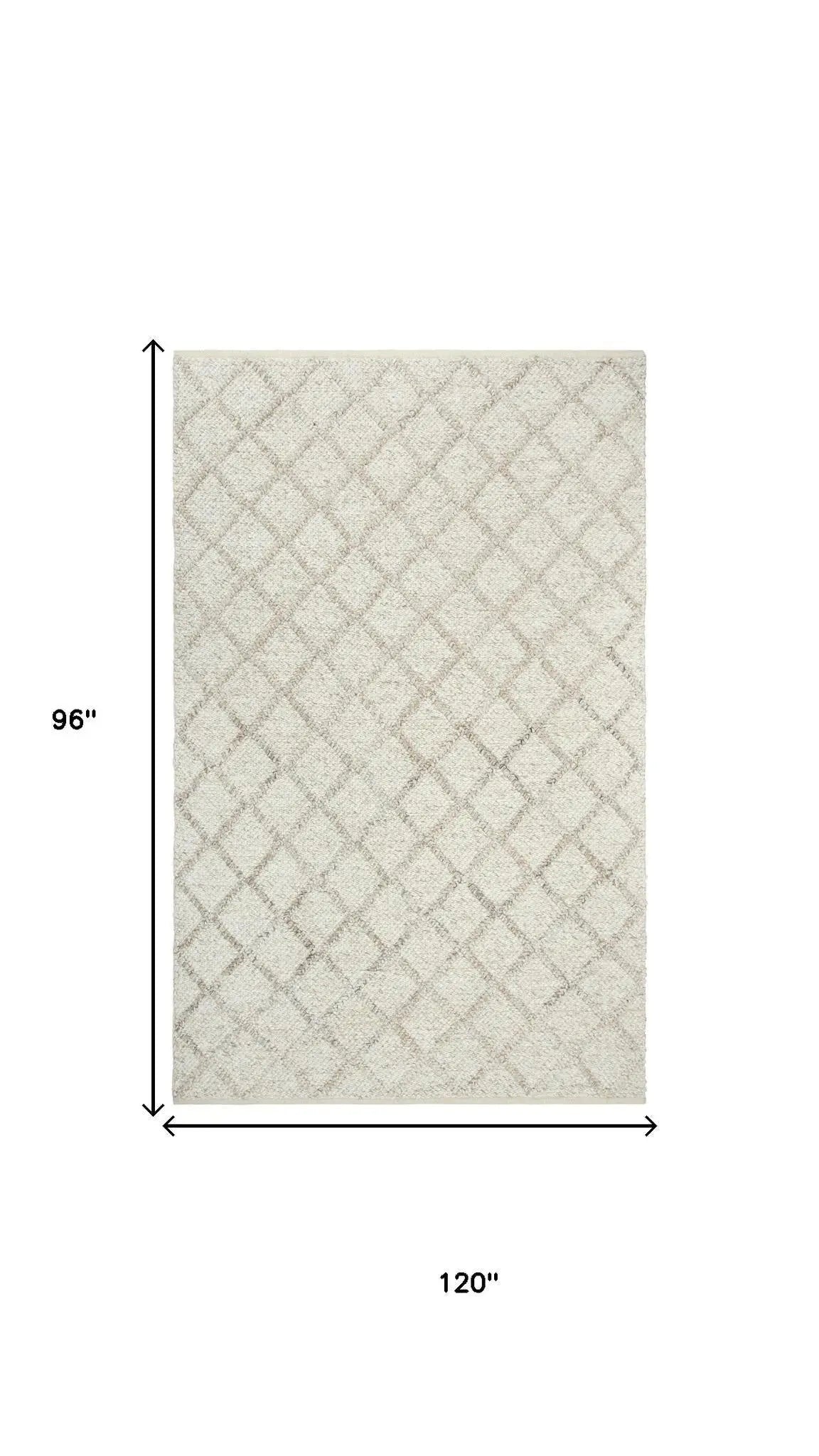 8' X 10' Beige Ivory And Brown Wool Geometric Hand Woven Area Rug Homeroots Home Decor