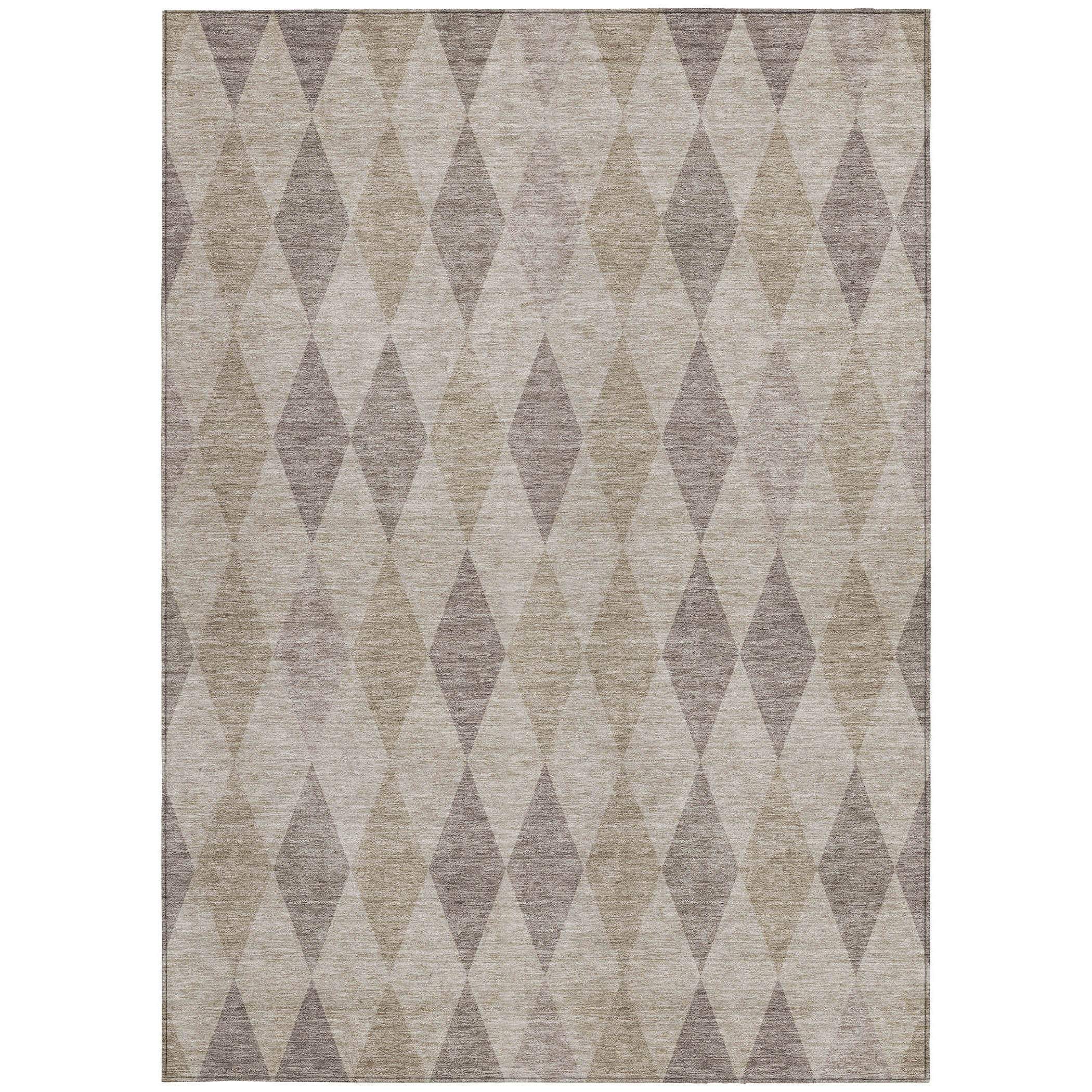 8' X 10' Beige Taupe and Brown Geometric Washable Non Skid Indoor Outdoor Area Rug - GreatEagleInc