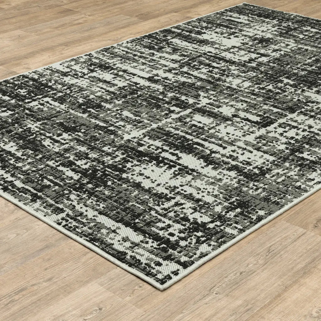 8' X 10' Beige and Black Abstract Stain Resistant Indoor Outdoor Area Rug Homeroots Outdoor