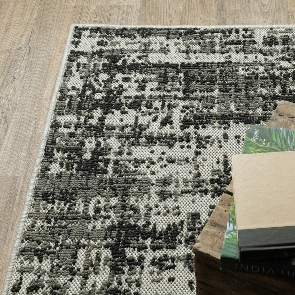 8' X 10' Beige and Black Abstract Stain Resistant Indoor Outdoor Area Rug Homeroots Outdoor