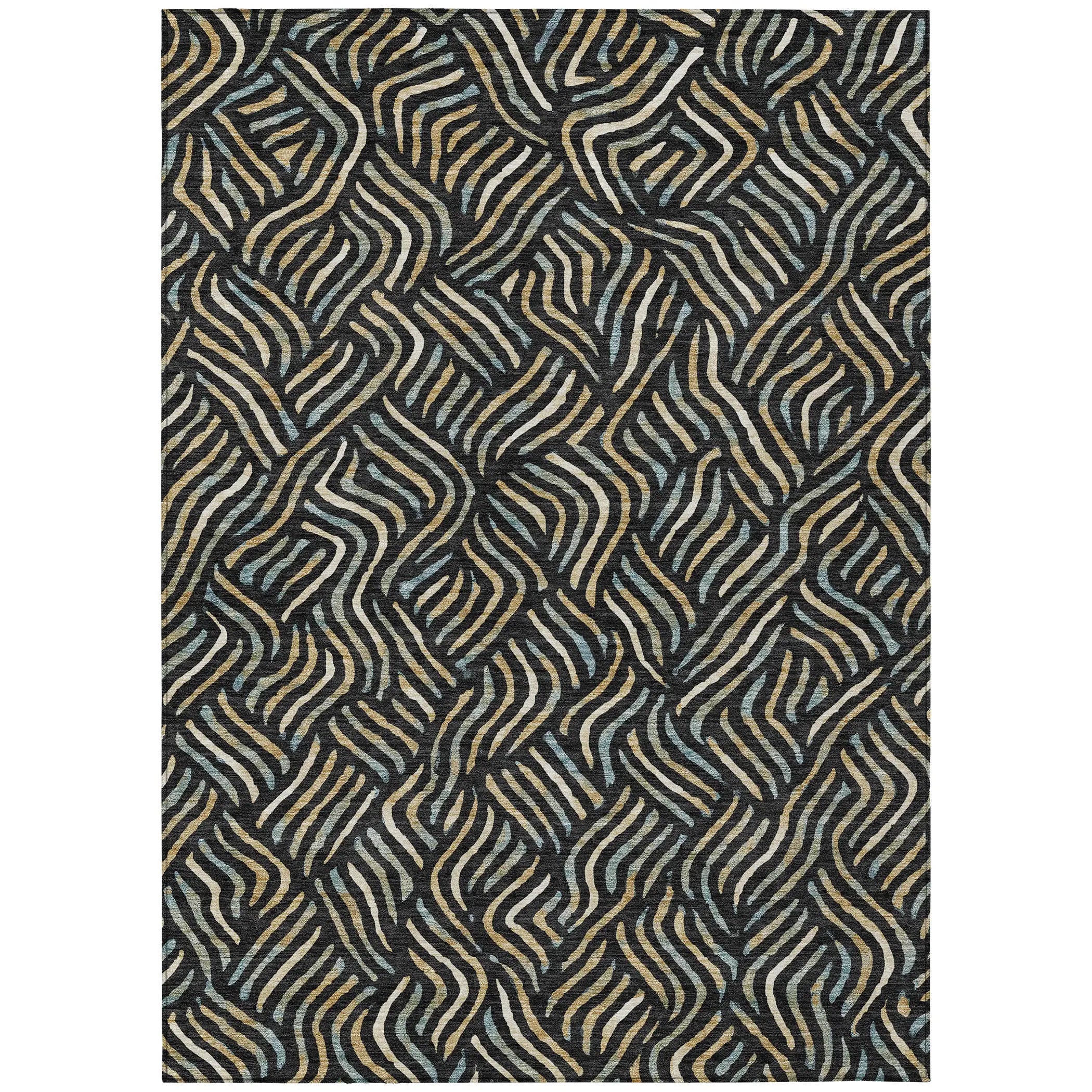 8' X 10' Black And Beige Abstract Washable Indoor Outdoor Area Rug Homeroots Outdoor