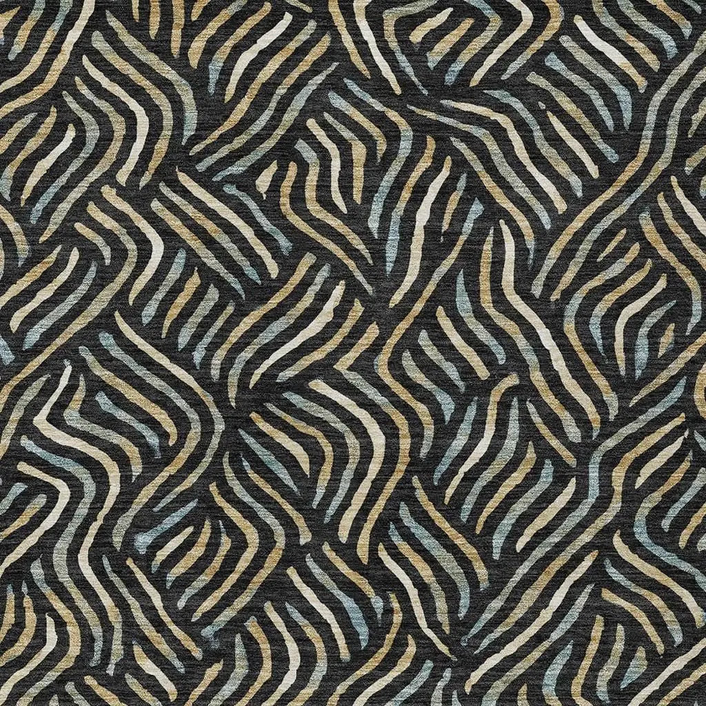 8' X 10' Black And Beige Abstract Washable Indoor Outdoor Area Rug Homeroots Outdoor