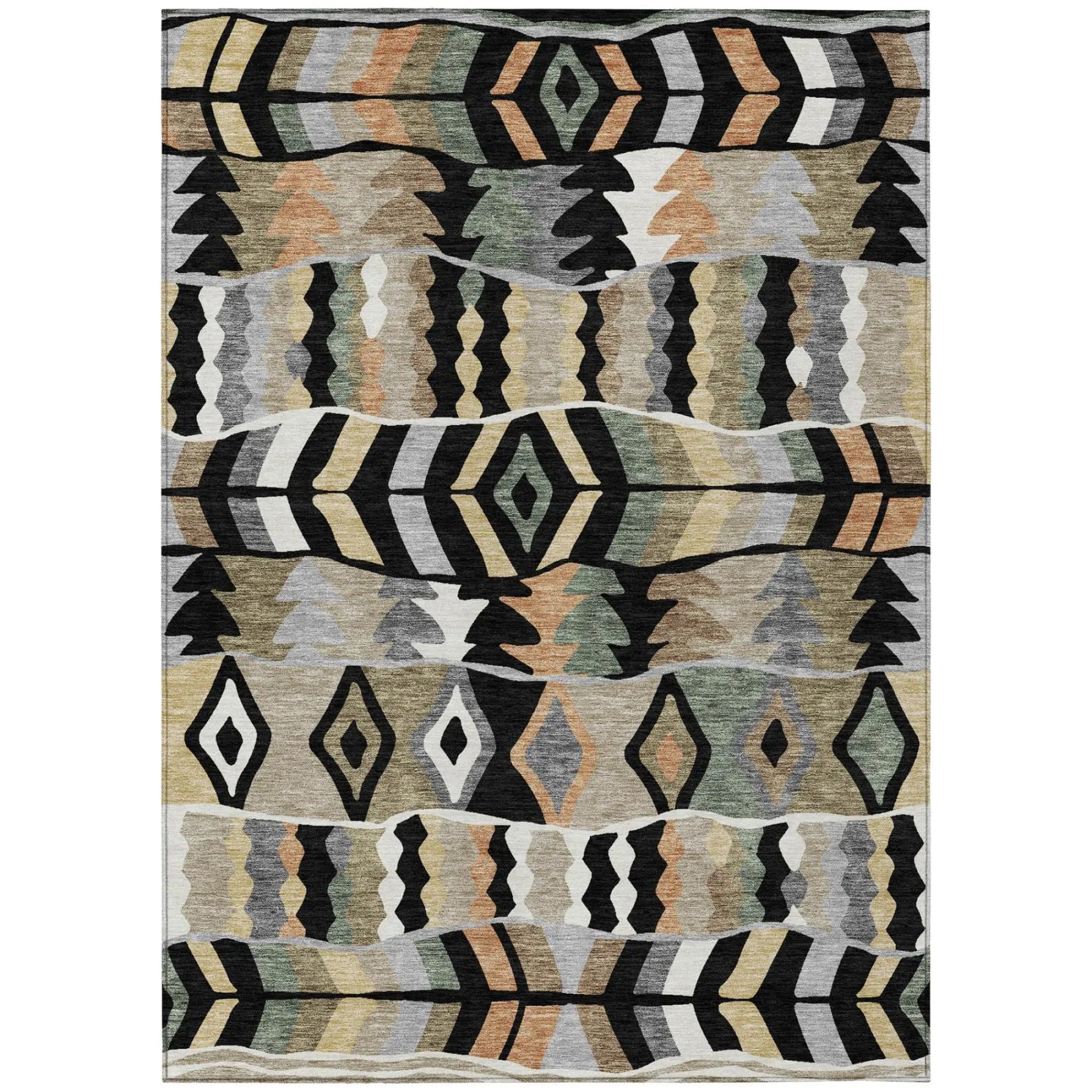 8' X 10' Black And Beige Geometric Washable Indoor Outdoor Area Rug Homeroots Outdoor
