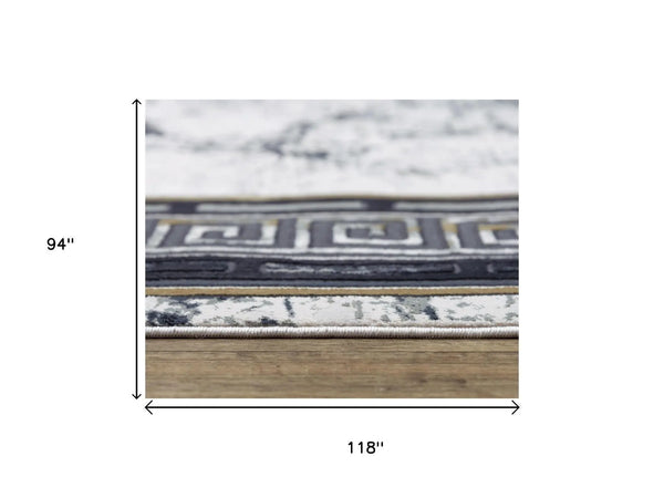 8' X 10' Black And Beige Oriental Area Rug Homeroots Home Decor