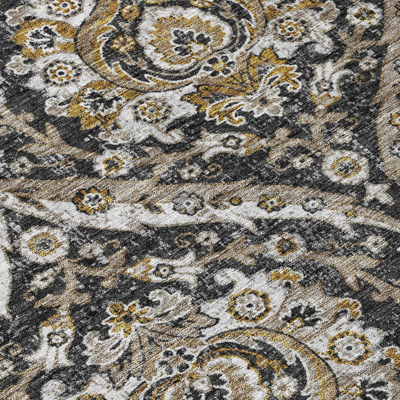 8' X 10' Black And Blue Floral Washable Indoor Outdoor Area Rug Homeroots Outdoor