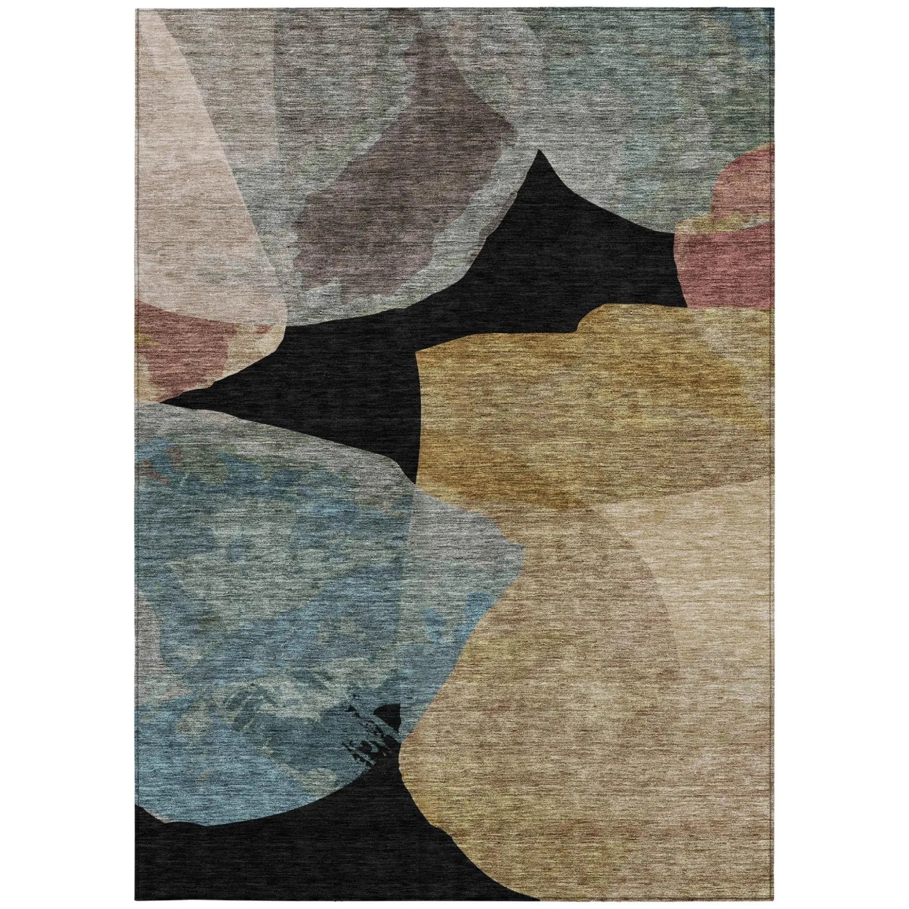 8' X 10' Black And Brown Abstract Washable Indoor Outdoor Area Rug Homeroots Outdoor