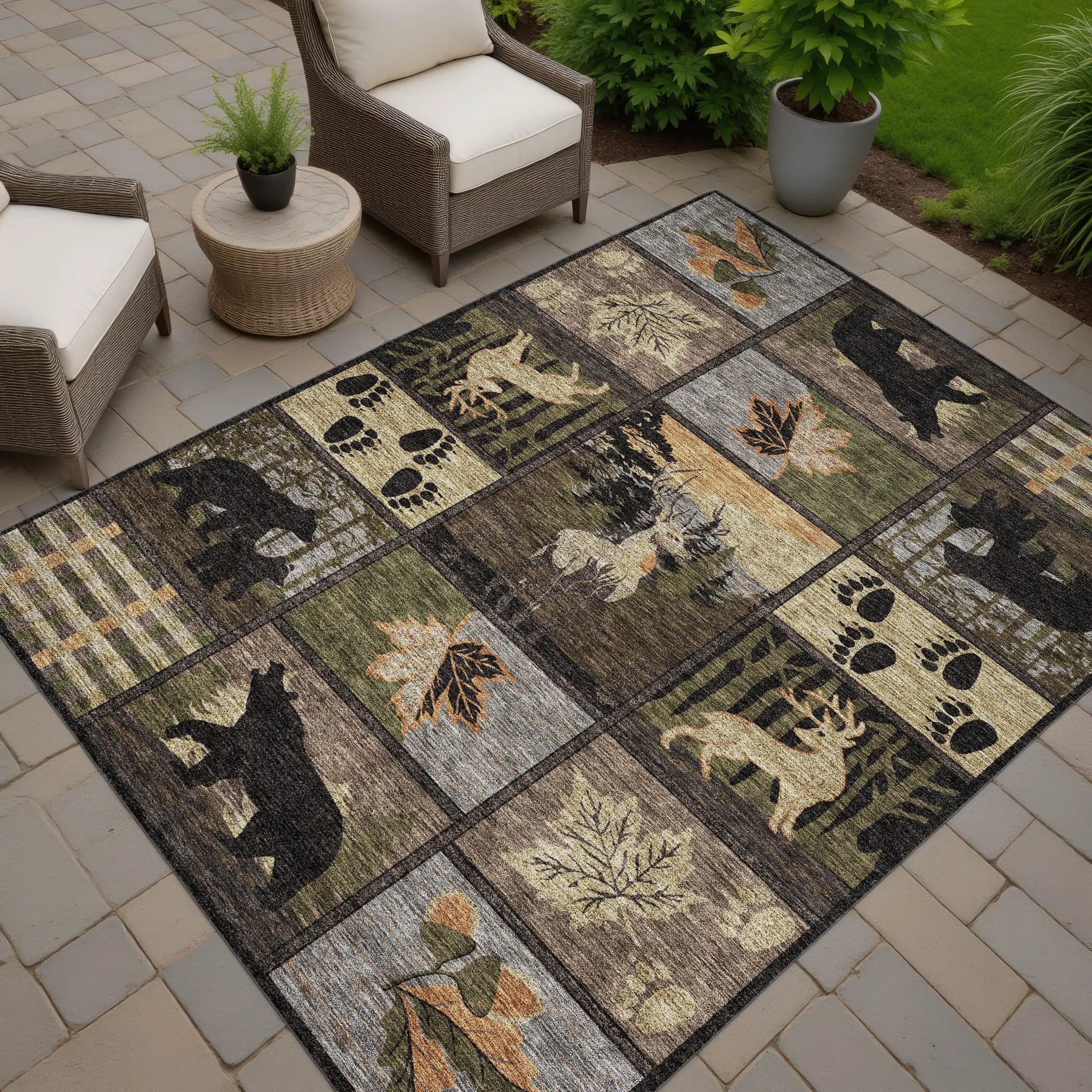 8' X 10' Black And Brown Bear Washable Indoor Outdoor Area Rug Homeroots Outdoor