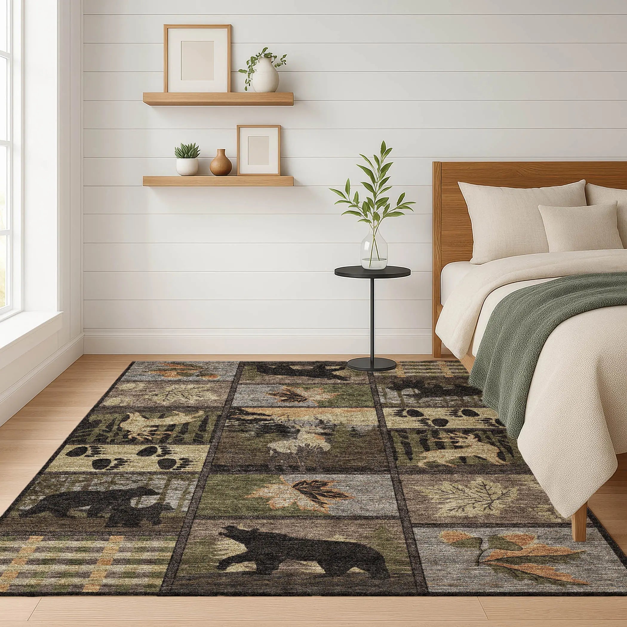 8' X 10' Black And Brown Bear Washable Indoor Outdoor Area Rug Homeroots Outdoor