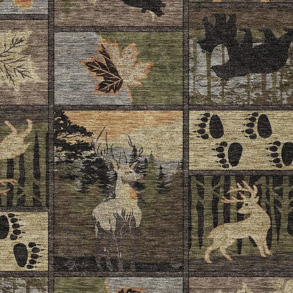 8' X 10' Black And Brown Bear Washable Indoor Outdoor Area Rug Homeroots Outdoor