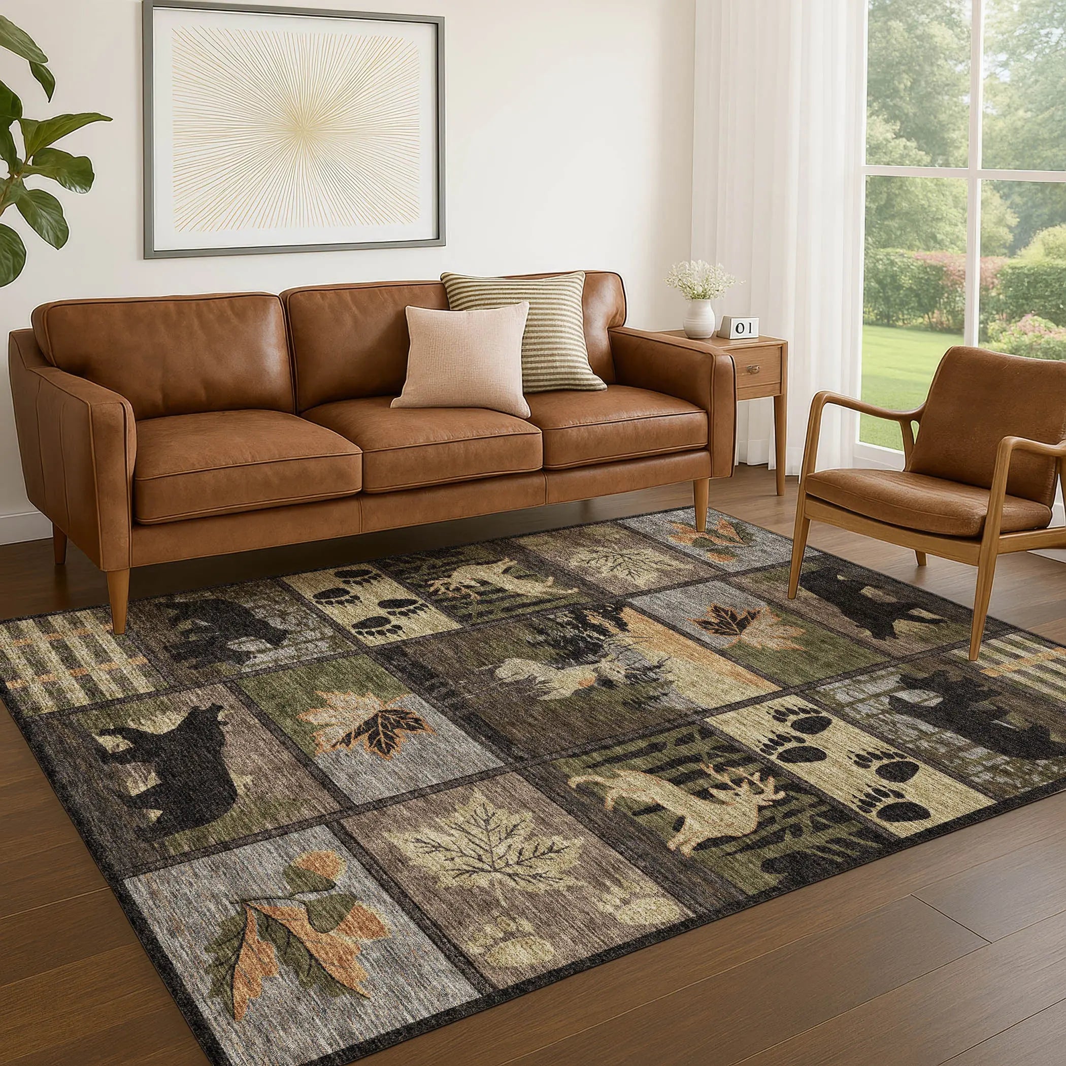 8' X 10' Black And Brown Bear Washable Indoor Outdoor Area Rug Homeroots Outdoor