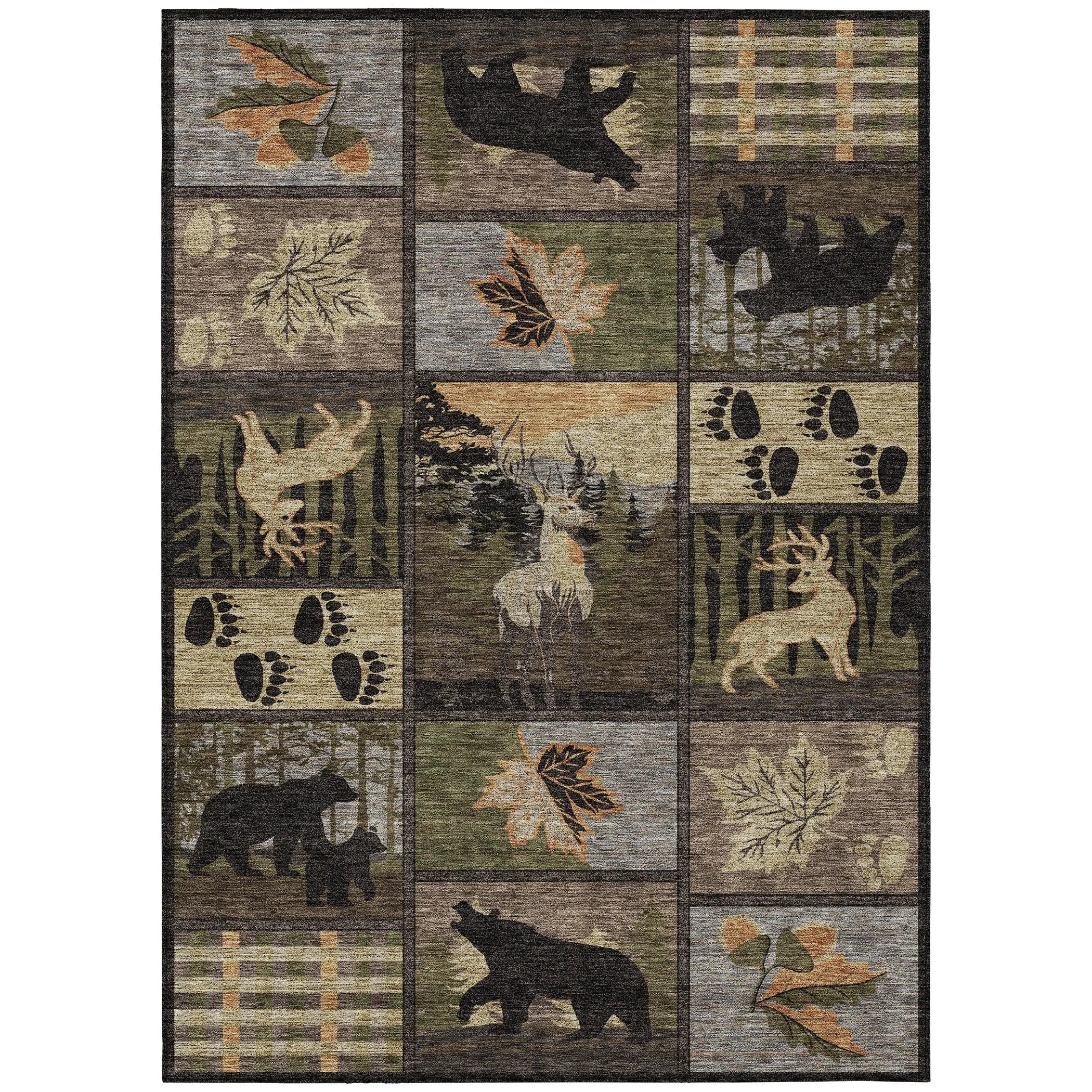 8' X 10' Black And Brown Bear Washable Indoor Outdoor Area Rug Homeroots Outdoor