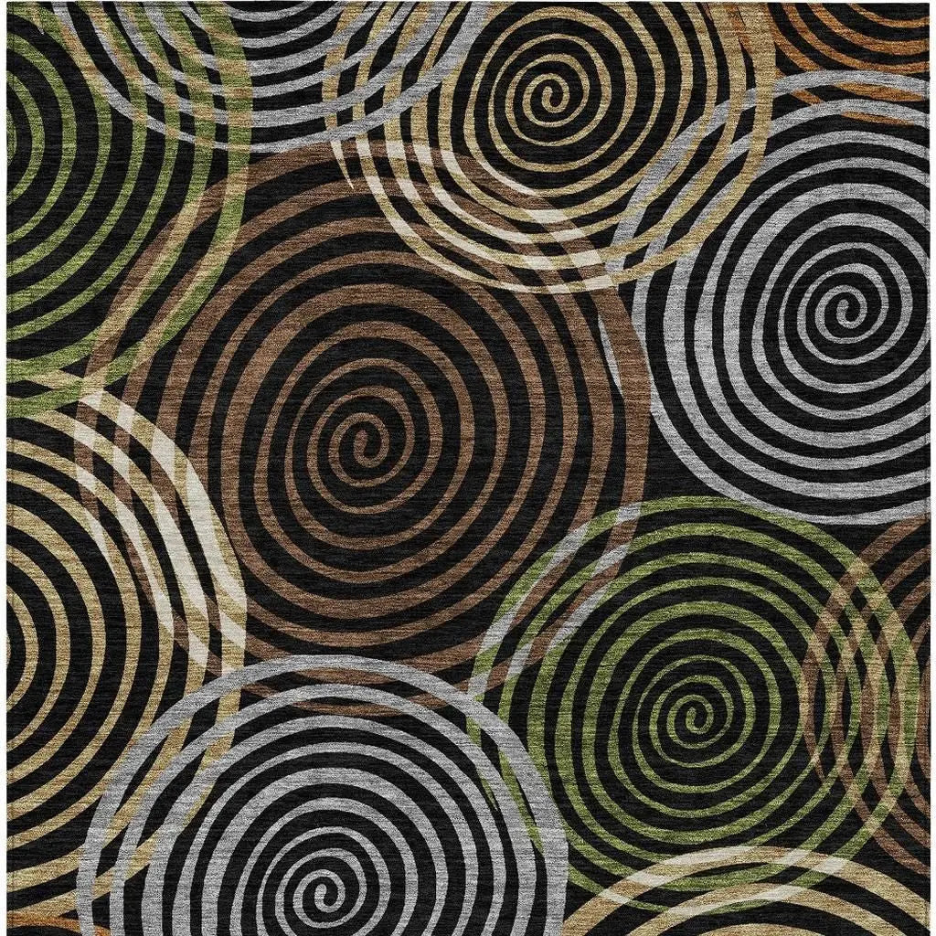 8' X 10' Black And Brown Geometric Washable Indoor Outdoor Area Rug Homeroots Outdoor