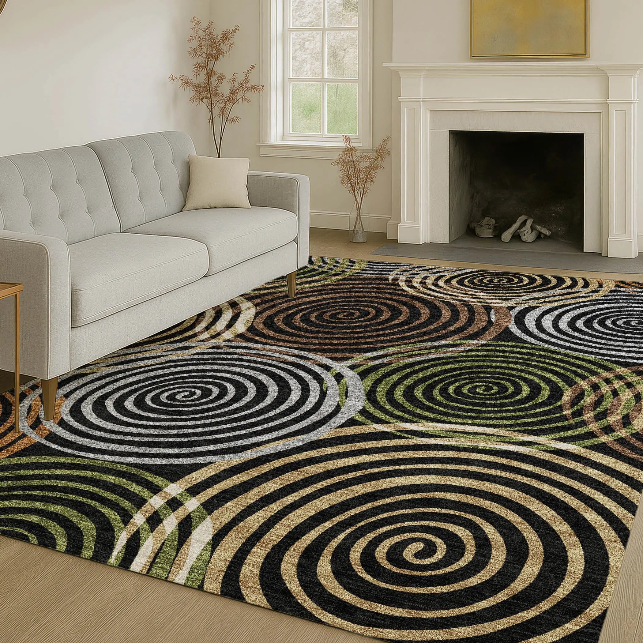 8' X 10' Black And Brown Geometric Washable Indoor Outdoor Area Rug Homeroots Outdoor