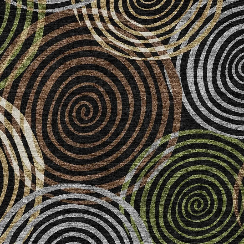 8' X 10' Black And Brown Geometric Washable Indoor Outdoor Area Rug Homeroots Outdoor