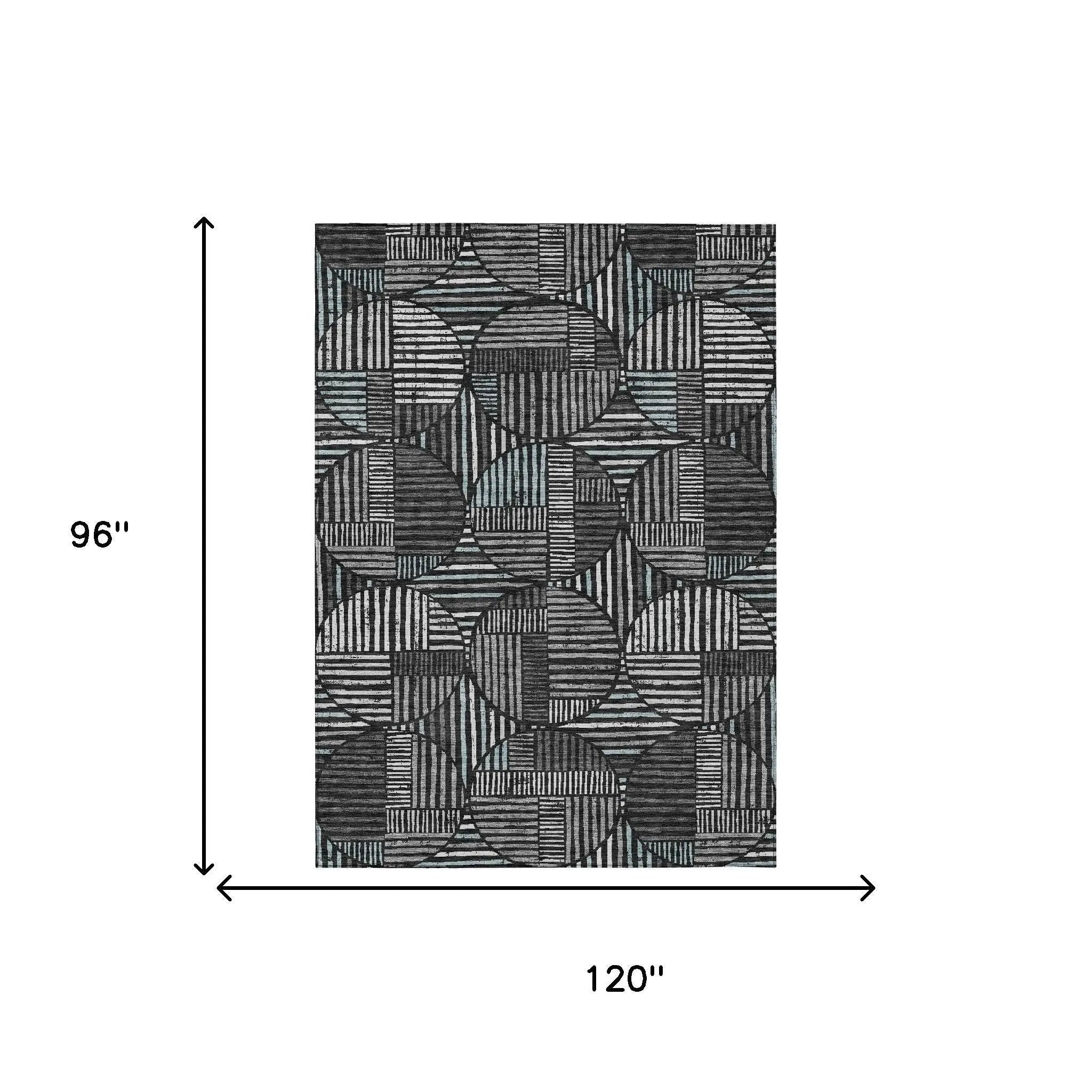 8' X 10' Black And Brown Geometric Washable Indoor Outdoor Area Rug Homeroots Outdoor