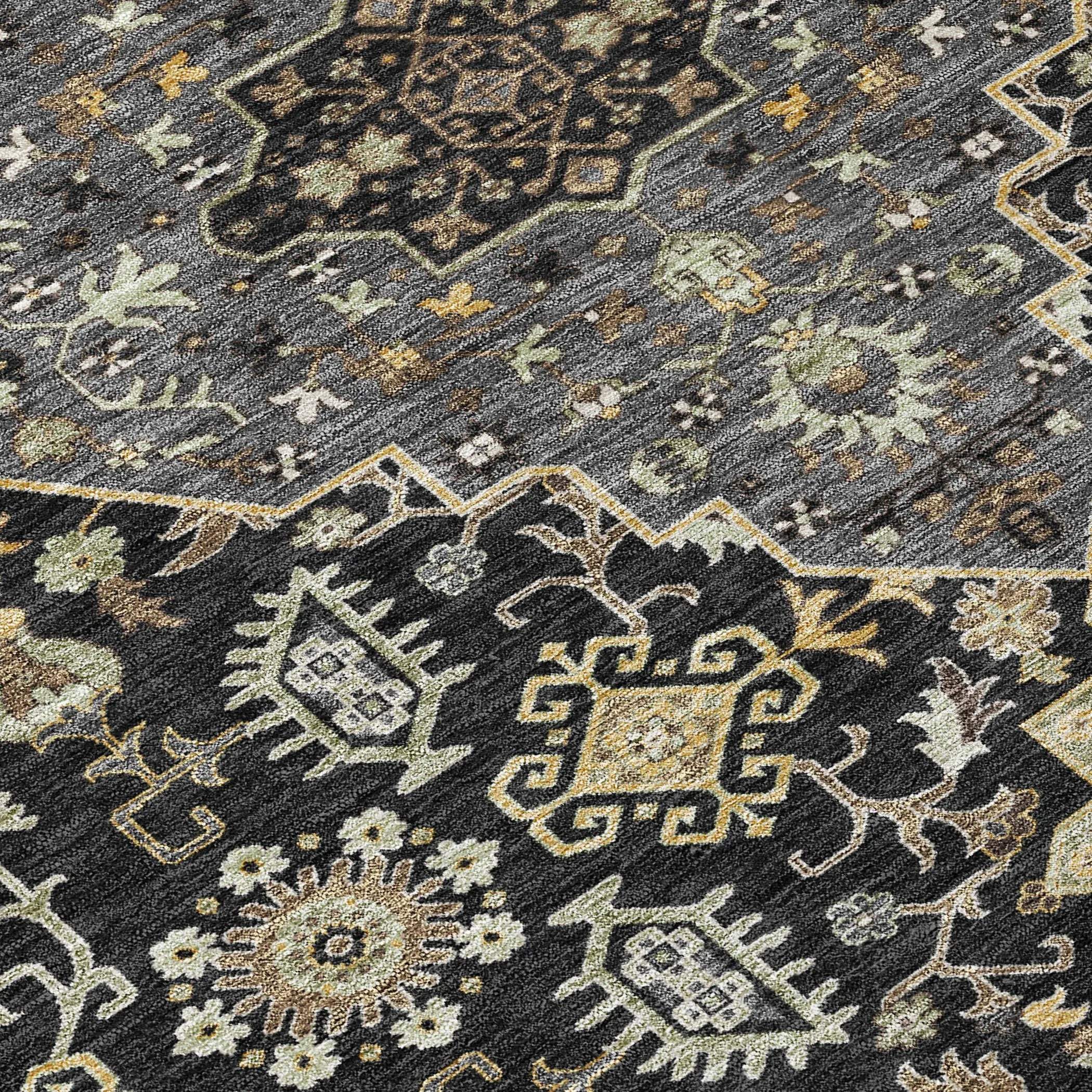 8' X 10' Black And Brown Medallion Washable Indoor Outdoor Area Rug Homeroots Outdoor