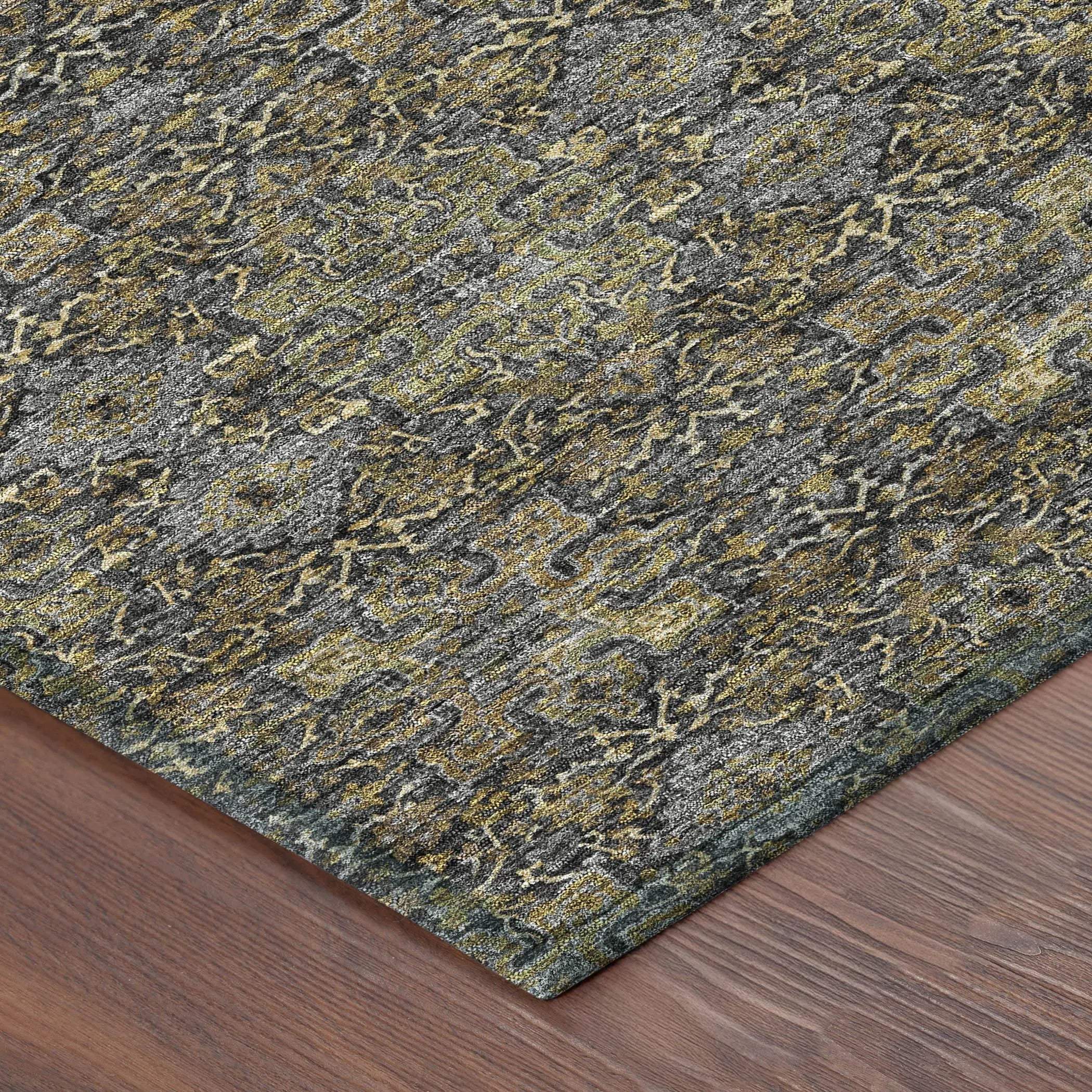 8' X 10' Black And Brown Oriental Washable Indoor Outdoor Area Rug Homeroots Outdoor