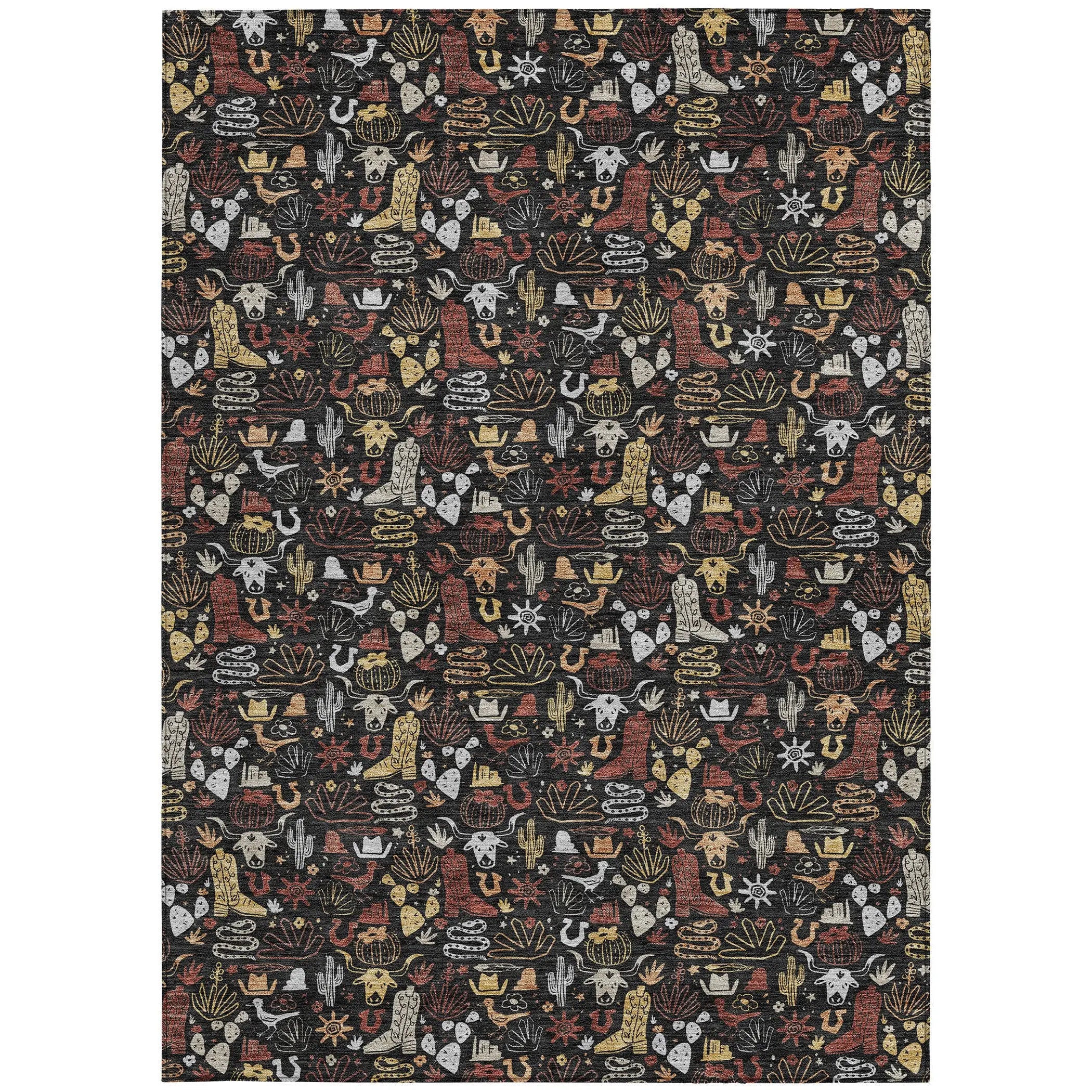 8' X 10' Black And Brown Stars Washable Indoor Outdoor Area Rug Homeroots Outdoor