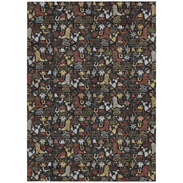 8' X 10' Black And Brown Stars Washable Indoor Outdoor Area Rug Homeroots Outdoor