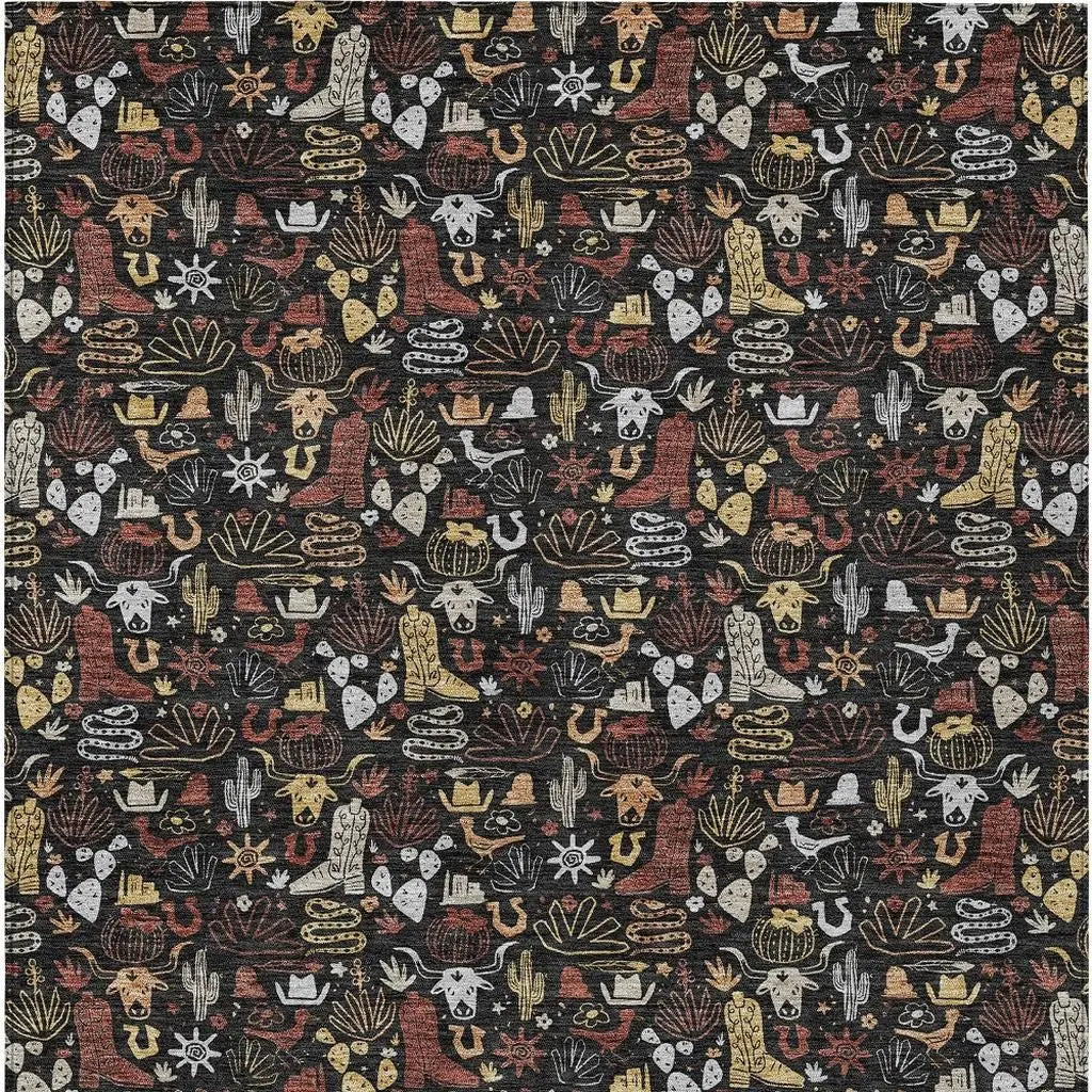 8' X 10' Black And Brown Stars Washable Indoor Outdoor Area Rug Homeroots Outdoor
