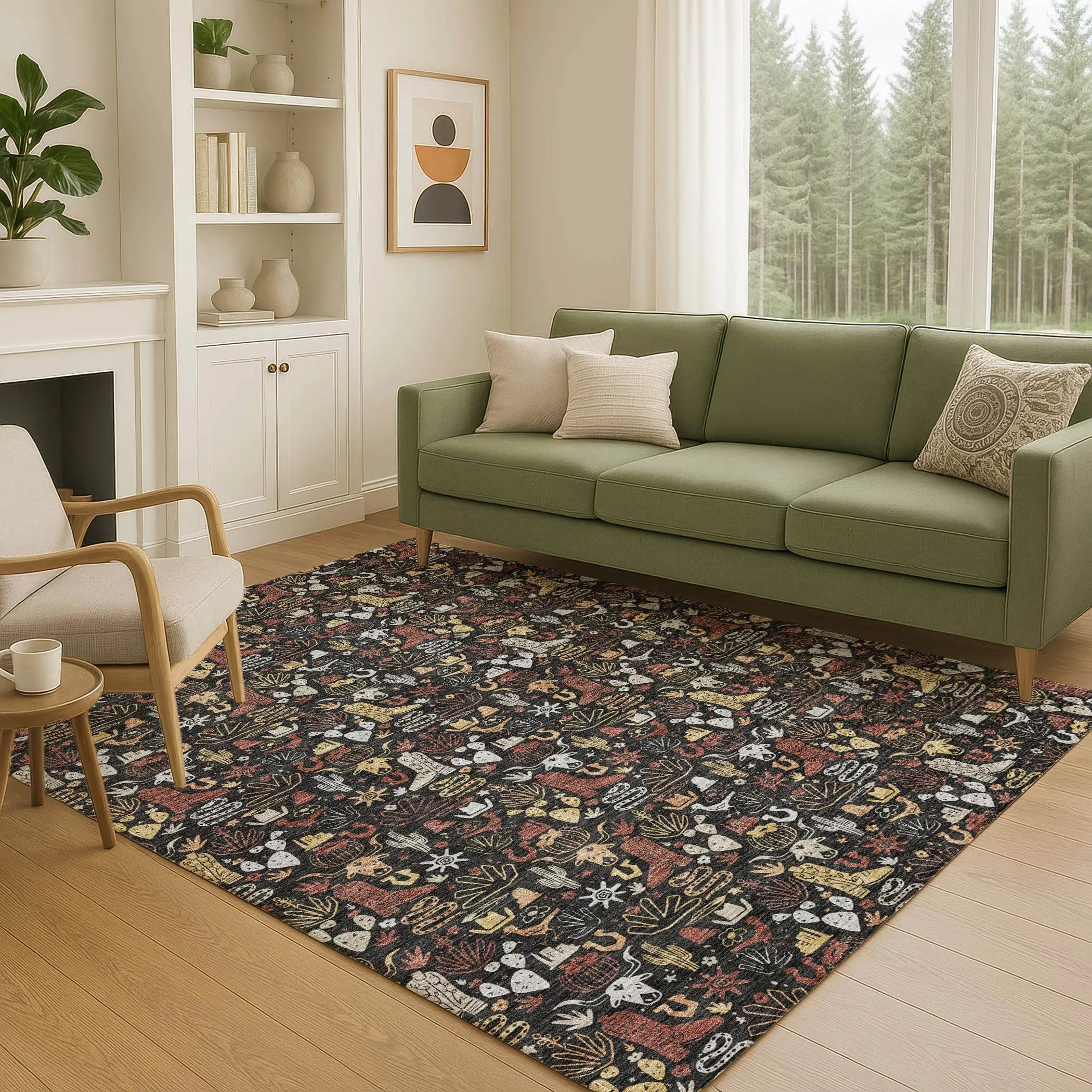 8' X 10' Black And Brown Stars Washable Indoor Outdoor Area Rug Homeroots Outdoor