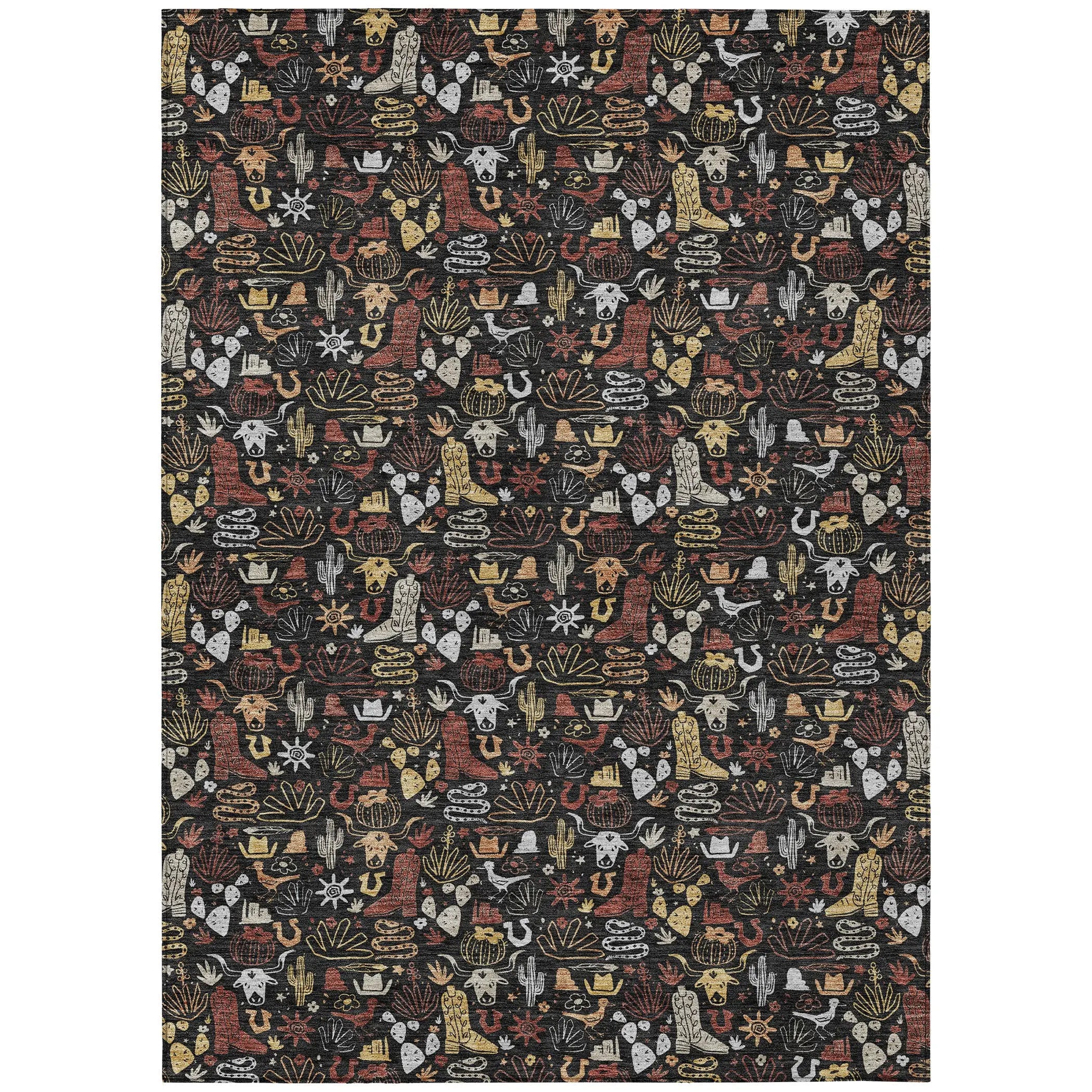 8' X 10' Black And Brown Stars Washable Indoor Outdoor Area Rug Homeroots Outdoor