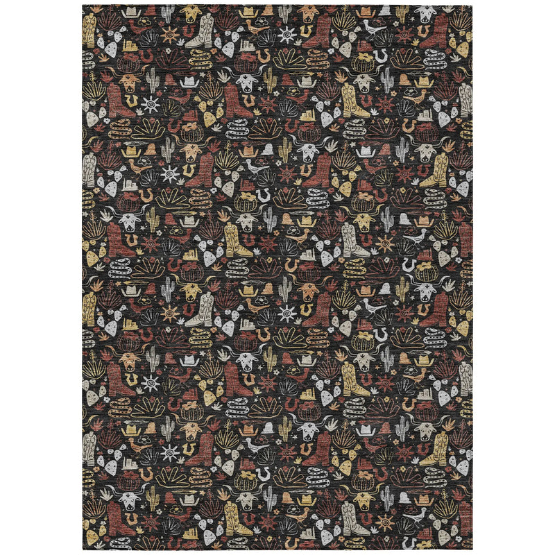 8' X 10' Black And Brown Stars Washable Indoor Outdoor Area Rug Homeroots Outdoor