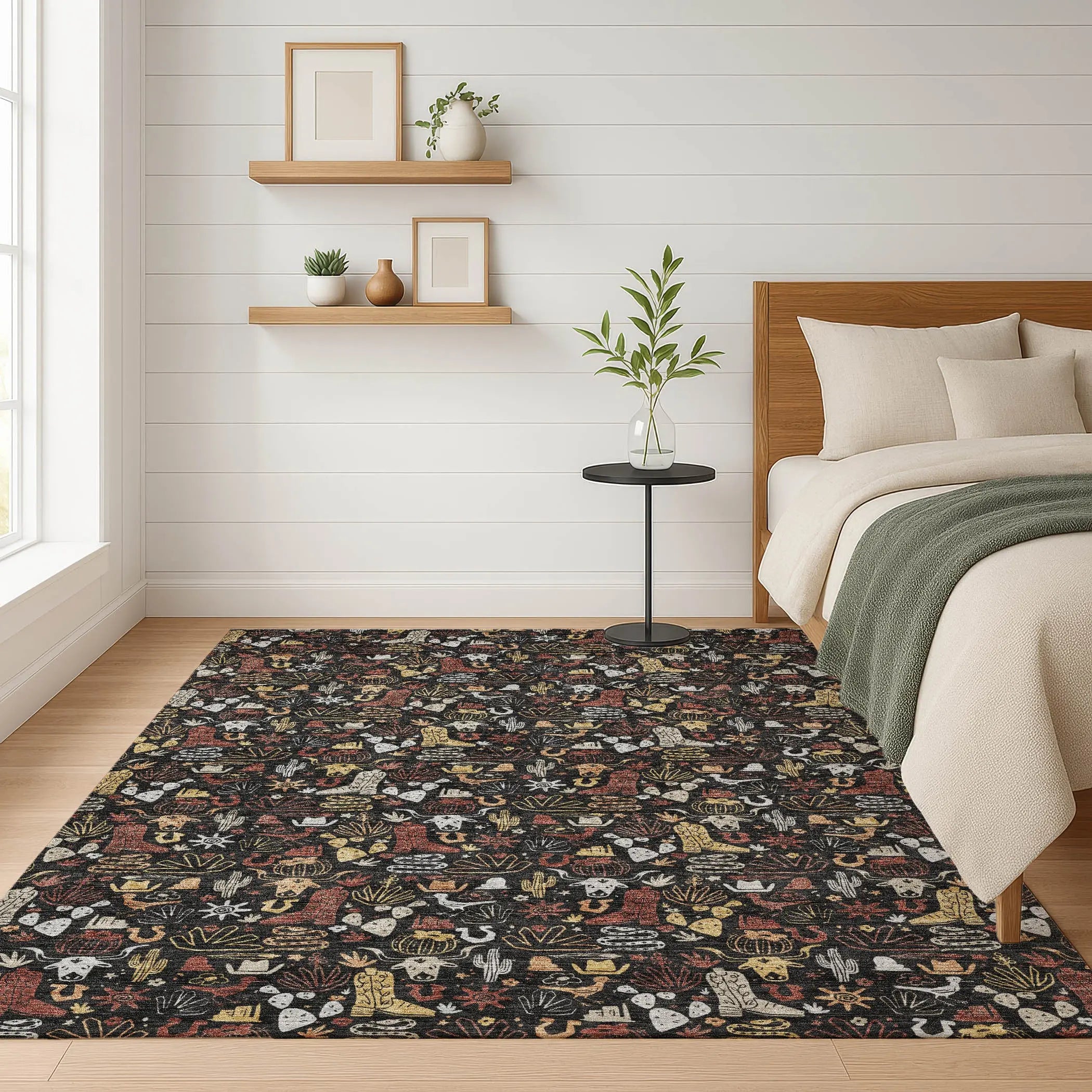 8' X 10' Black And Brown Stars Washable Indoor Outdoor Area Rug Homeroots Outdoor