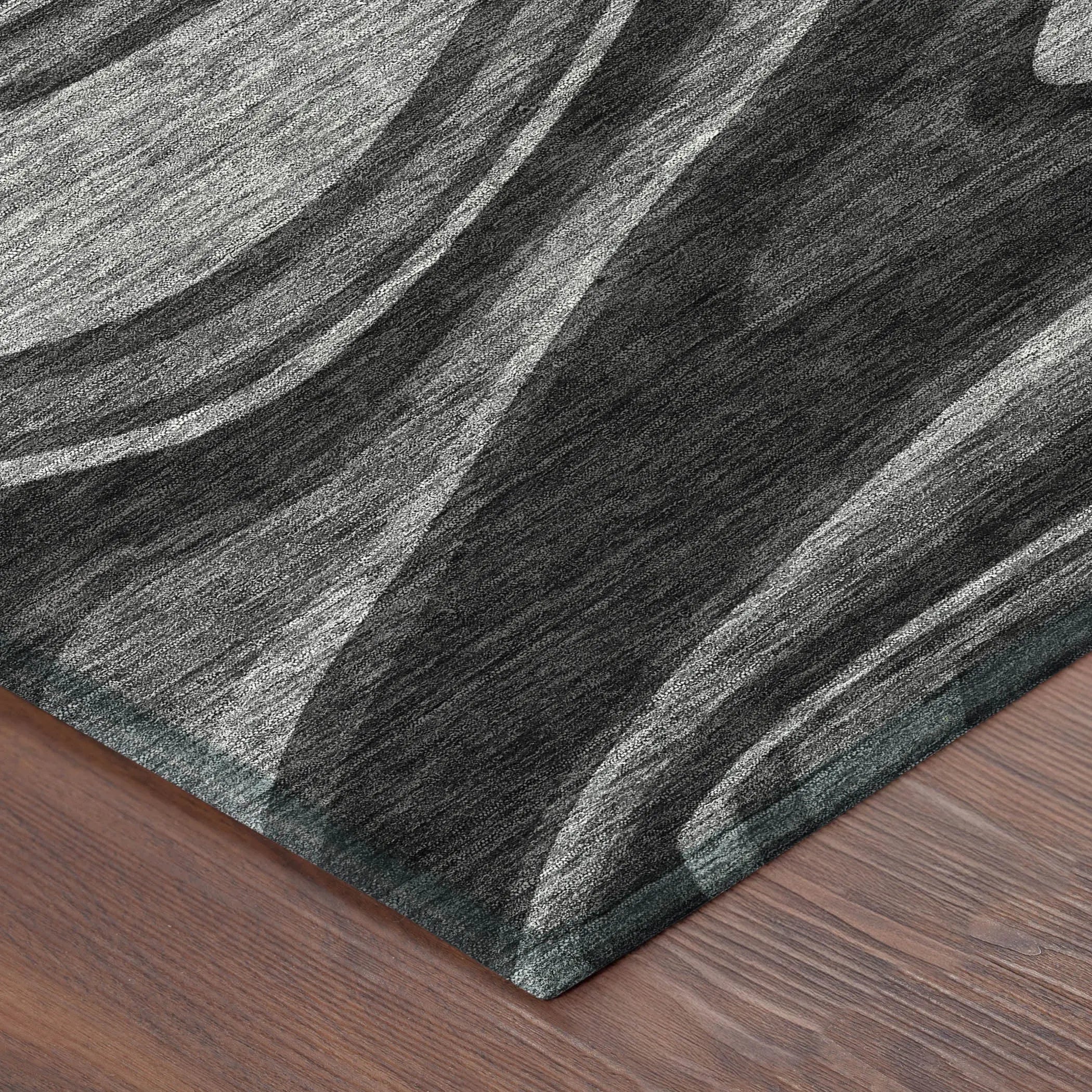 8' X 10' Black And Charcoal Abstract Washable Indoor Outdoor Area Rug Homeroots Outdoor