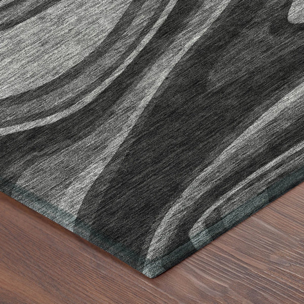 8' X 10' Black And Charcoal Abstract Washable Indoor Outdoor Area Rug Homeroots Outdoor