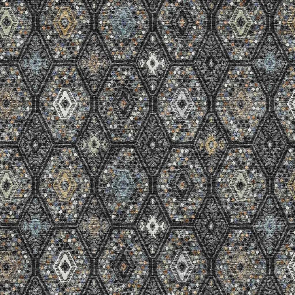 8' X 10' Black And Charcoal Geometric Washable Indoor Outdoor Area Rug Homeroots Outdoor