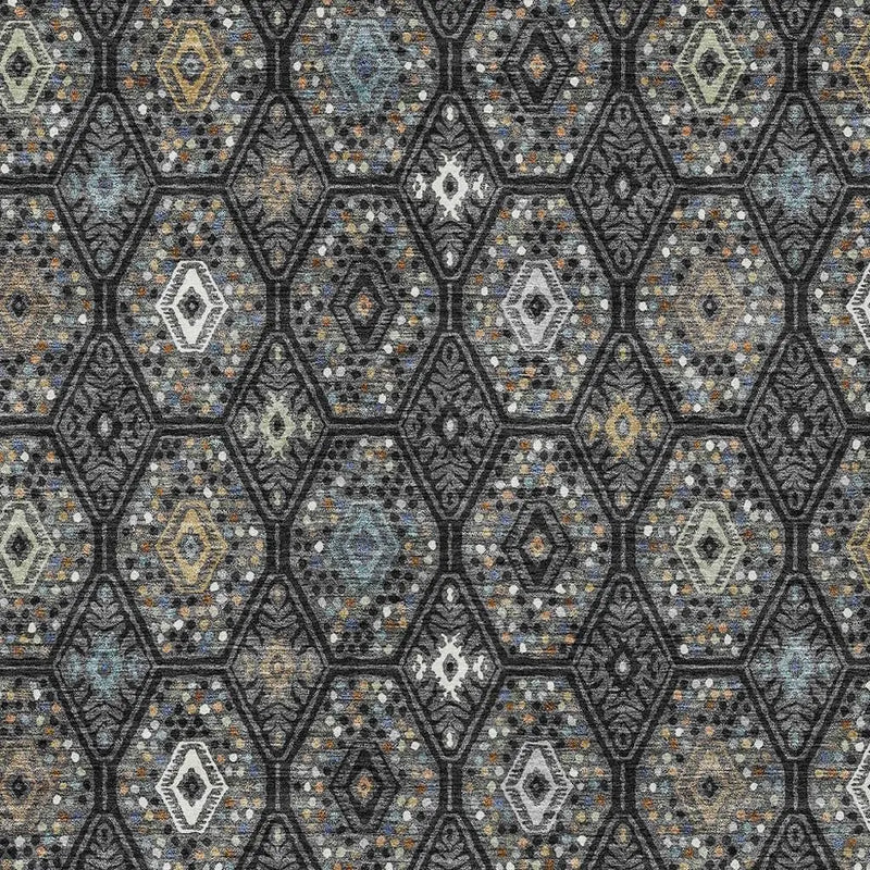 8' X 10' Black And Charcoal Geometric Washable Indoor Outdoor Area Rug Homeroots Outdoor